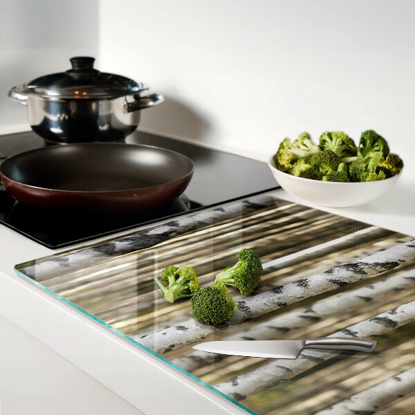 Szklana deska do krojenia Białe brzozy w lesie