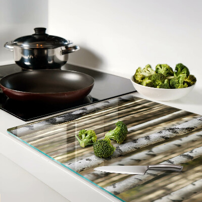 Szklana deska do krojenia Białe brzozy w lesie