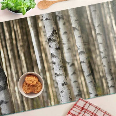 Szklana deska do krojenia Białe brzozy w lesie