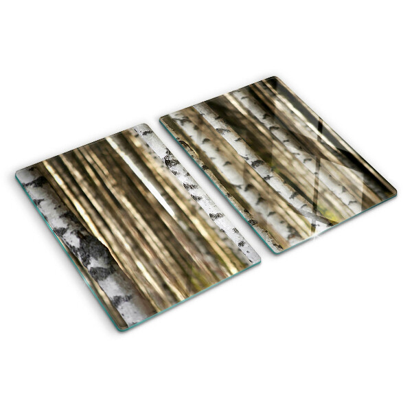 Szklana deska do krojenia Białe brzozy w lesie