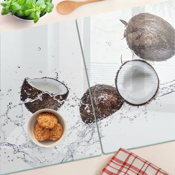 Snijplanken glas Kokosnoten in water