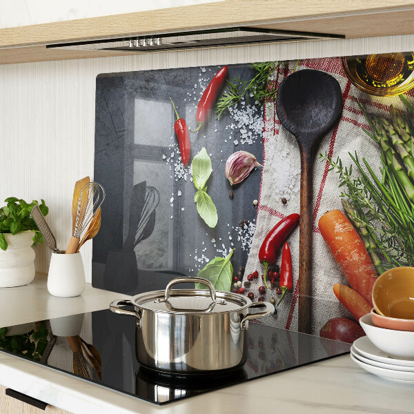 Szklana deska kuchenna Kuchenne przyprawy i warzywa