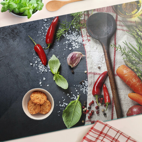 Szklana deska kuchenna Kuchenne przyprawy i warzywa