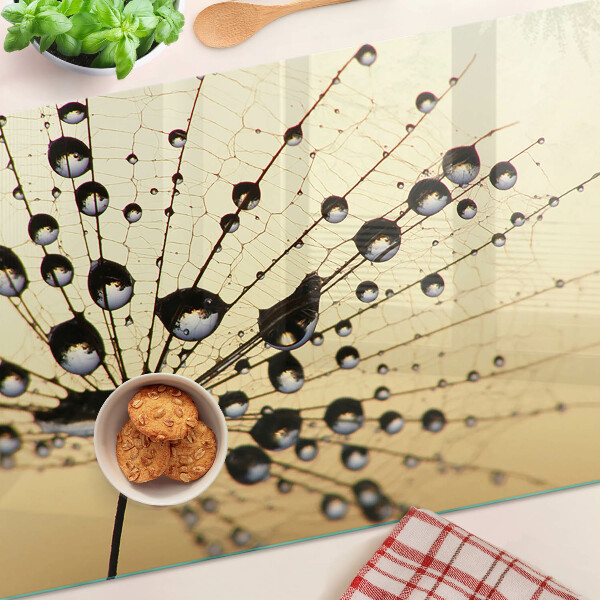 Deska kuchenna szklana Krople wody na pajęczynie