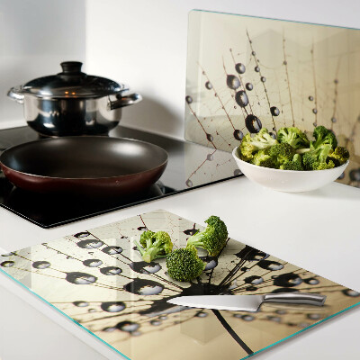 Snijplanken glas Waterdruppels op een spinnenweb