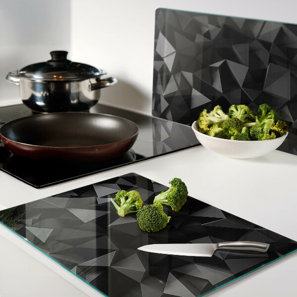 Szklana deska kuchenna Geometria wielokątów w odcieniach czerni