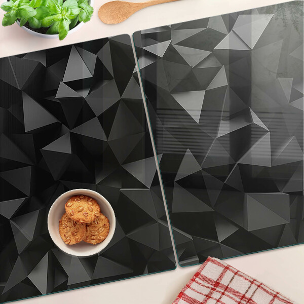 Szklana deska kuchenna Geometria wielokątów w odcieniach czerni