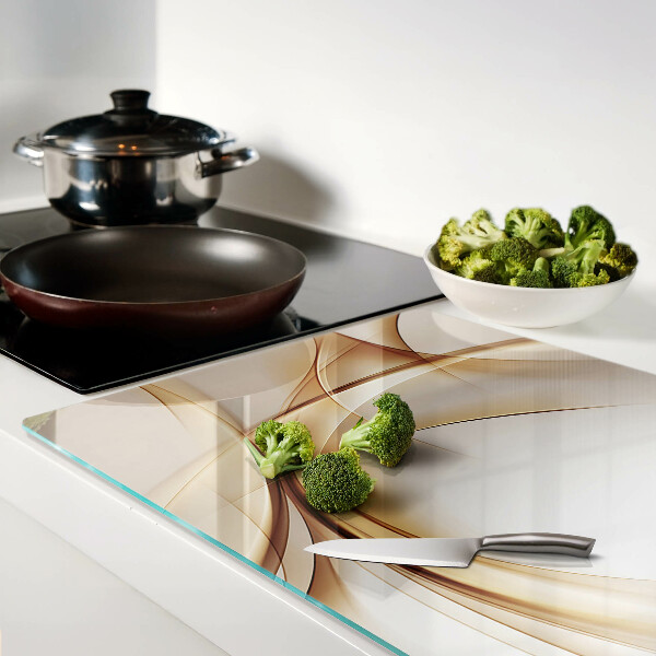 Glazen snijplanken Abstracte golven in beigetinten