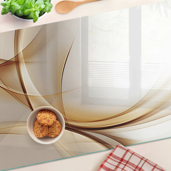 Glazen snijplanken Abstracte golven in beigetinten