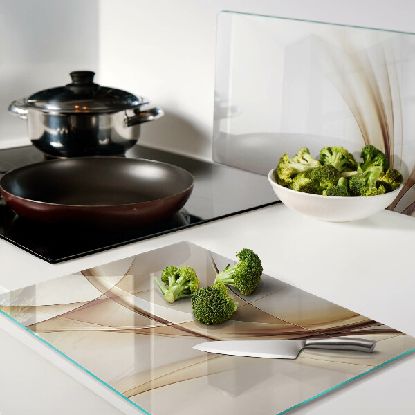 Glazen snijplanken Abstracte golven in beigetinten