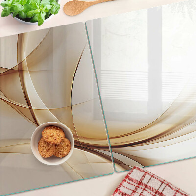 Deska kuchenna szklana Abstrakcyjne fale w odcieniach beżu