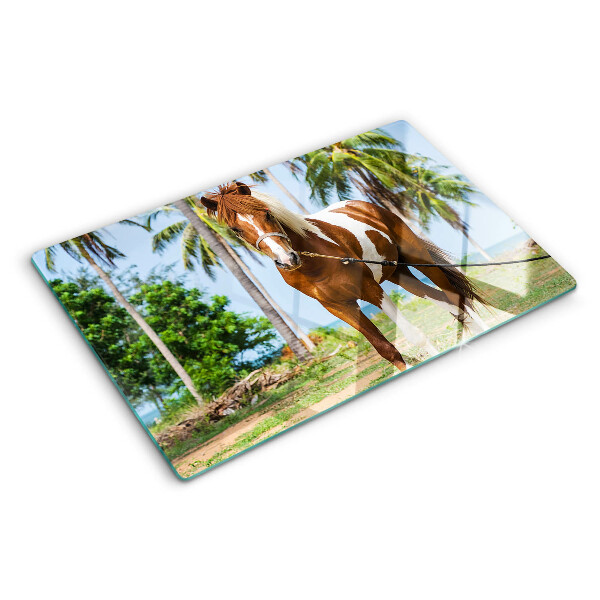 Deska kuchenna szklana Koń na tle palm
