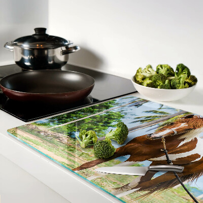 Deska kuchenna szklana Koń na tle palm