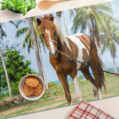 Deska kuchenna szklana Koń na tle palm