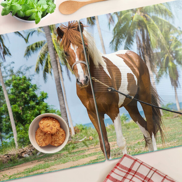 Deska kuchenna szklana Koń na tle palm