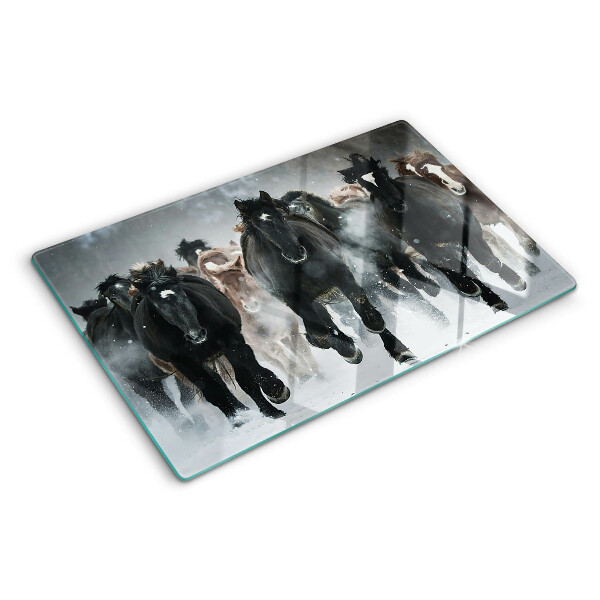 Deska kuchenna szklana Galopujące konie w mgle