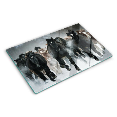 Snijplanken van glas Galopperende paarden in de mist