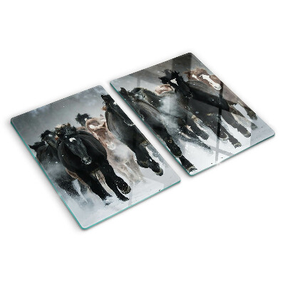 Deska kuchenna szklana Galopujące konie w mgle