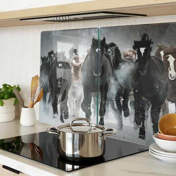 Deska kuchenna szklana Galopujące konie w mgle