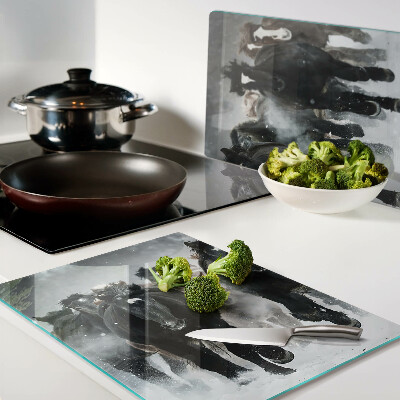 Snijplanken van glas Galopperende paarden in de mist