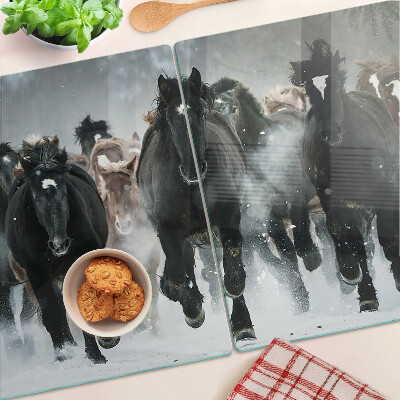 Deska kuchenna szklana Galopujące konie w mgle