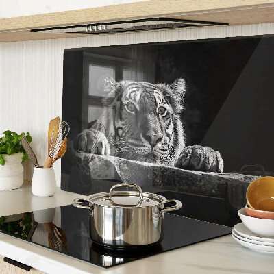 Snijplanken glas Tijger in zwart-witstijl