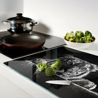 Deska kuchenna szklana Tygrys w czarno-białej stylistyce