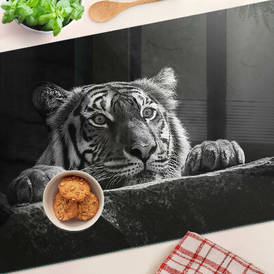 Snijplanken glas Tijger in zwart-witstijl