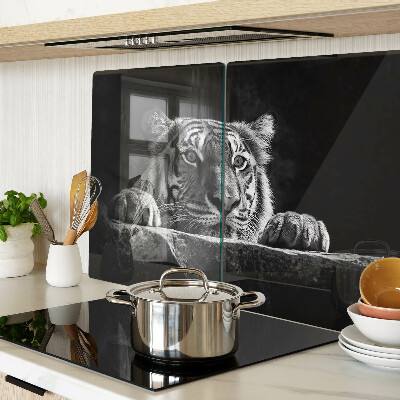 Snijplanken glas Tijger in zwart-witstijl