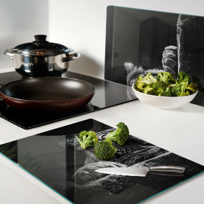 Deska kuchenna szklana Tygrys w czarno-białej stylistyce