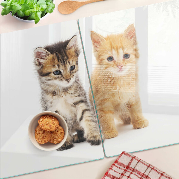 Glazen snijplanken Katten op een witte achtergrond