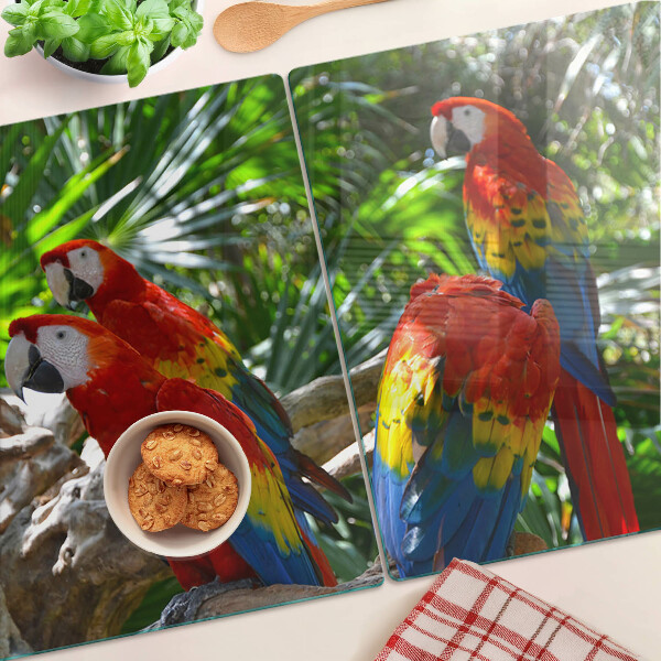 Szklana deska do krojenia Papugi w tropikalnym otoczeniu