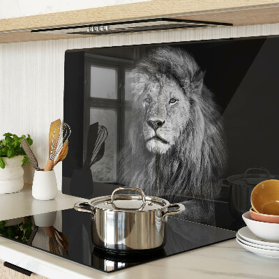 Szklana deska do krojenia Lew w czerni i bieli