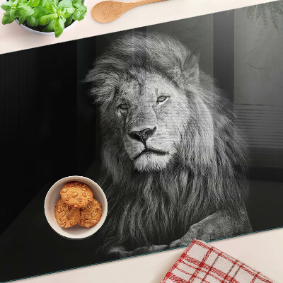 Szklana deska do krojenia Lew w czerni i bieli