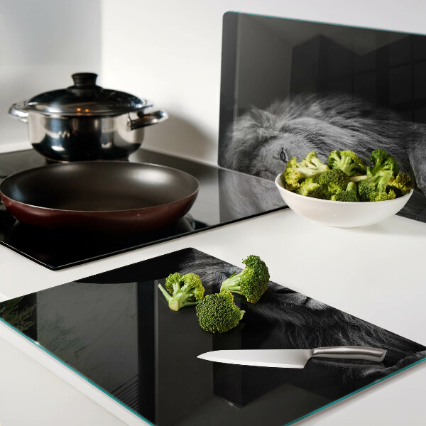 Snijplanken glas Leeuw in zwart-wit