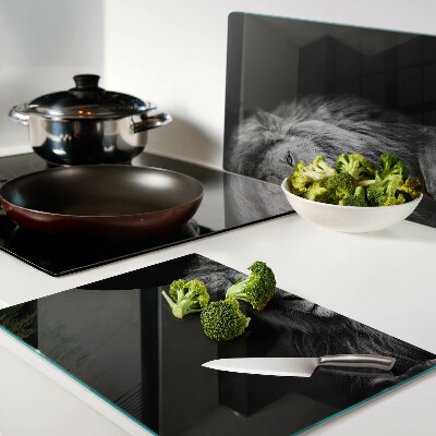 Snijplanken glas Leeuw in zwart-wit