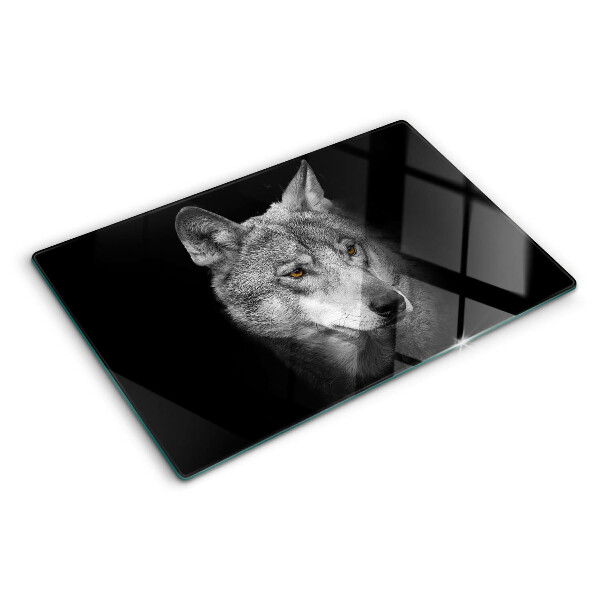 Glazen snijplanken Wolf in grijstinten