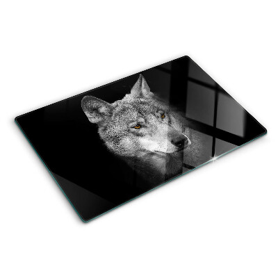 Glazen snijplanken Wolf in grijstinten
