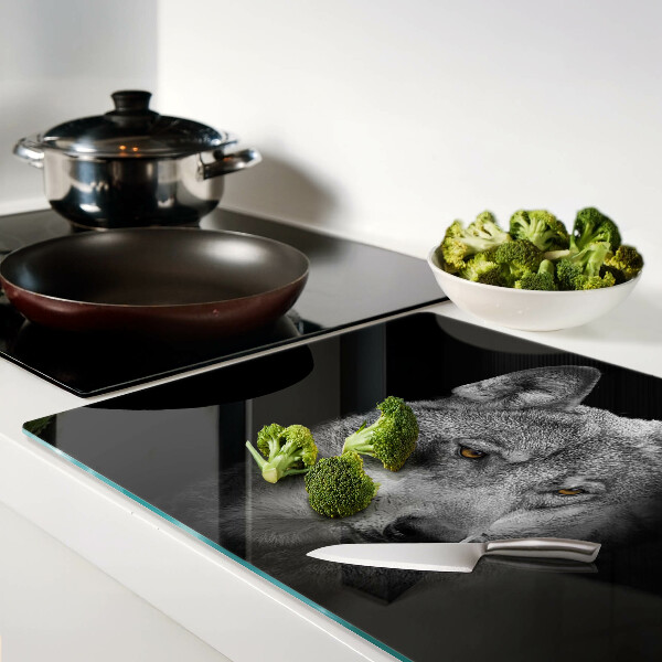 Szklana deska kuchenna Wilk w odcieniach szarości