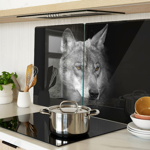 Glazen snijplanken Wolf in grijstinten