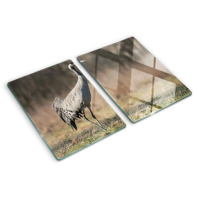 Deska kuchenna szklana Żuraw na tle krajobrazu