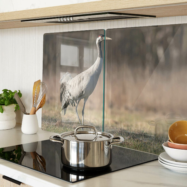Deska kuchenna szklana Żuraw na tle krajobrazu