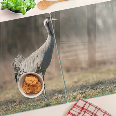 Deska kuchenna szklana Żuraw na tle krajobrazu