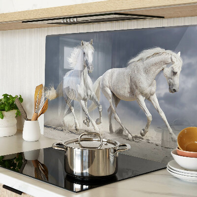 Szklana deska do krojenia Białe konie w biegu