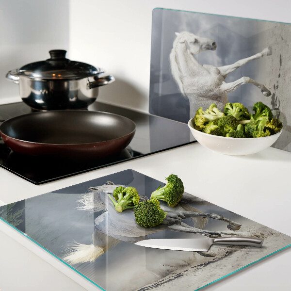 Glazen snijplanken Witte paarden op de vlucht