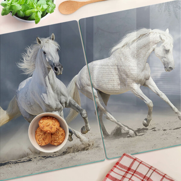 Szklana deska do krojenia Białe konie w biegu