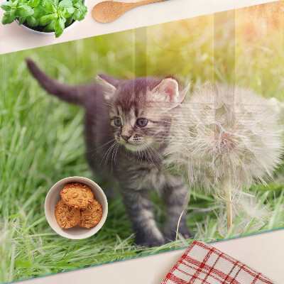 Snijplanken van glas Kat op het gras