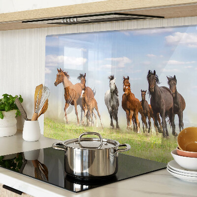 Snijplanken glas Galopperende paarden in de wei