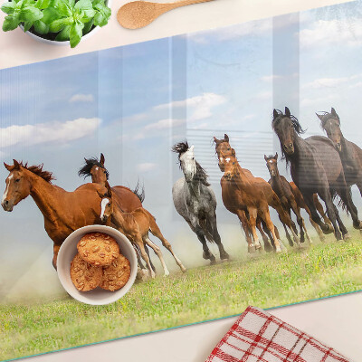 Snijplanken glas Galopperende paarden in de wei