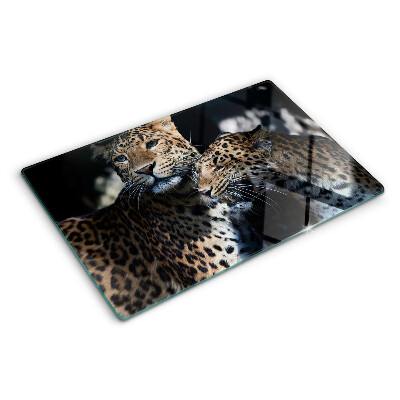 Glazen snijplanken Jachtluipaarden op een donkere achtergrond